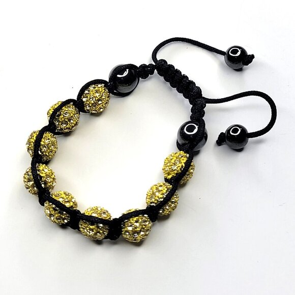Shambala Bracelet in Yellow Diamante rhinestones - Picture 2 of 10